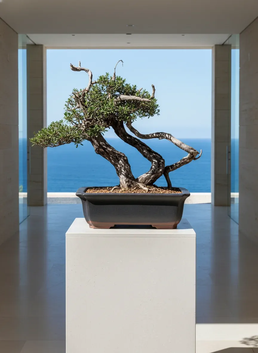 琉球盆栽 - モダンな玄関に映えるグリーンのアクセント